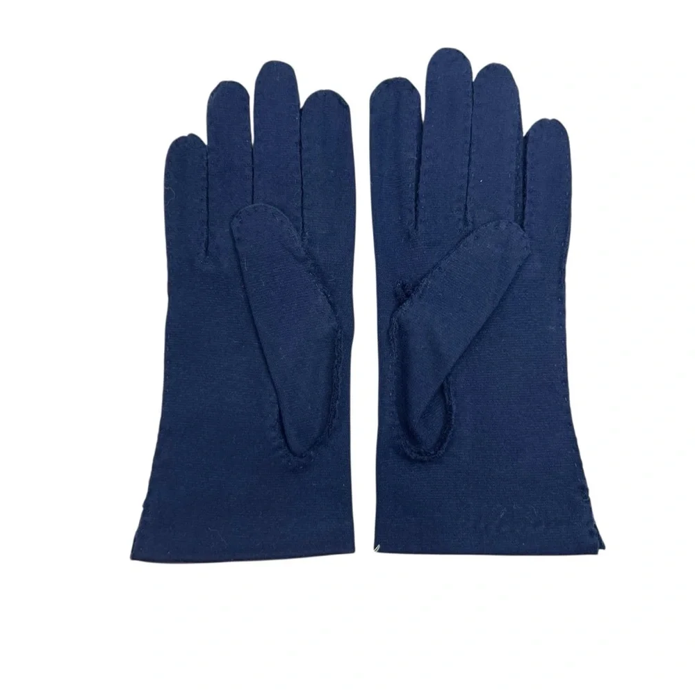 Lot of 6 Vintage Fownes Girls Navy Blue 100% Cotton Gloves Everyday Size 4